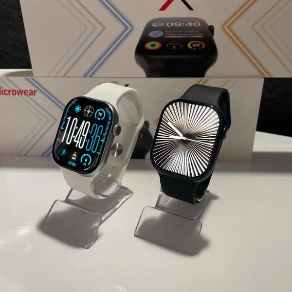 Imagem de Smartwatch W10 Lançamento 2025 Série 10 X Microwear Original NFC tela 47m Amoled 120Hz novo sistema MicroOs 10 resistencia certificada IP68