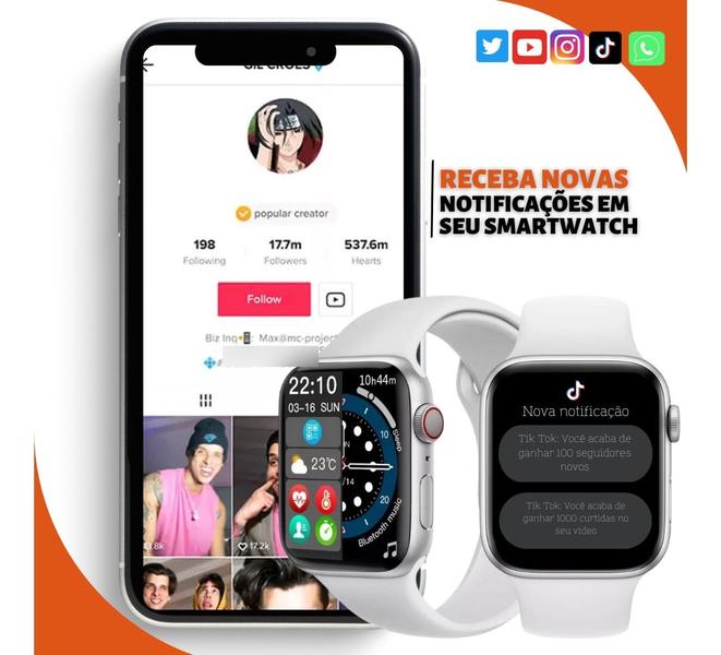 Imagem de Smartwatch W57 Branco Relógio Inteligente Bluetooth De Longa 1.95 Full Original Nota Fiscal