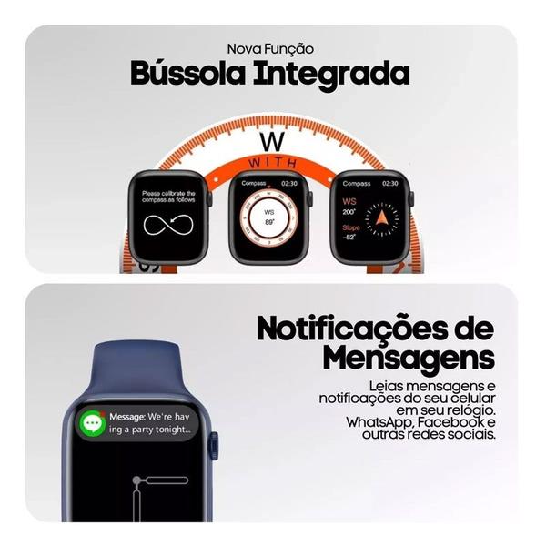 Imagem de Smartwatch W99+ Plus 45mm Amoled Ilha Dinâmica Chatgpt GPS NFC Preto