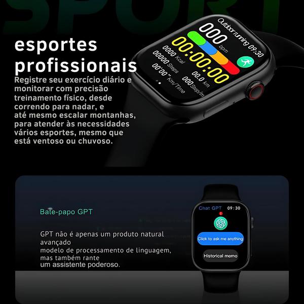 Imagem de Smartwatch Watch HW9 PRO 2 Amoled + 3 pulseiras NFC assistente de vóz Chat GPT e GPS relógio inteligente corrida monitor de saúde e atividades fisicas