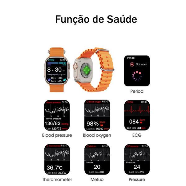 Imagem de Smartwatch Watch Ultra 3 49mm Serie 10 Amoled ChatGPT GPS NFC 2GB