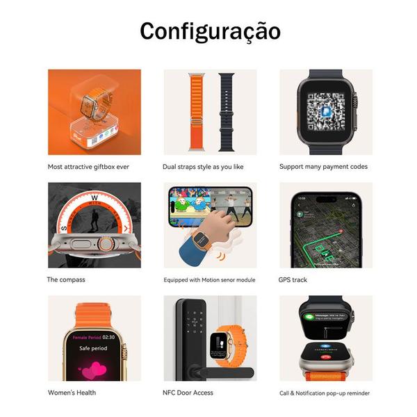 Imagem de Smartwatch Watch Ultra 3 Mini Serie 10 41mm Amoled Ilha Dinâmica Chatgpt GPS - Microwear