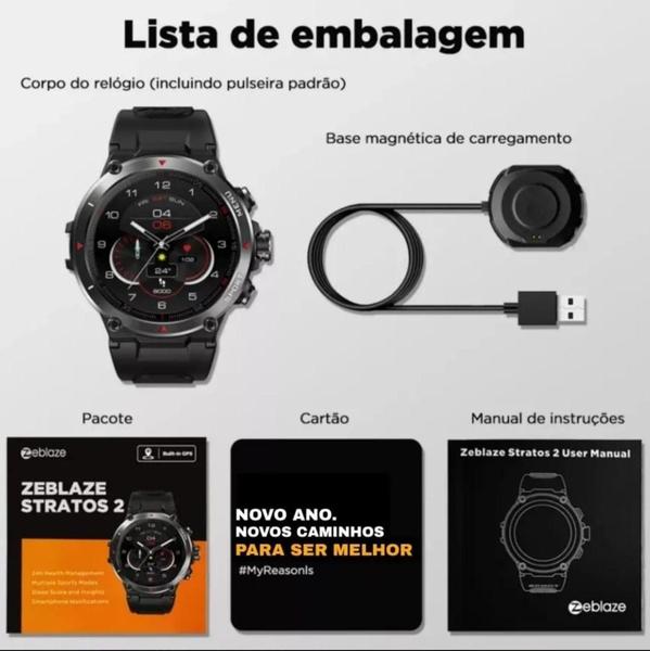 Imagem de Smartwatch Zeblaze Stratos 2 Lançamento com Gps Tela Amoled