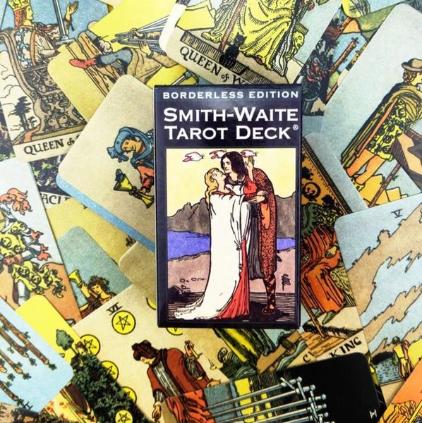 Imagem de Smith-Waite Tarot Deck Borderless Edition Versão de Bolso Tarô Rider Waite Sem Bordas Baralho de Cartas de Oráculo