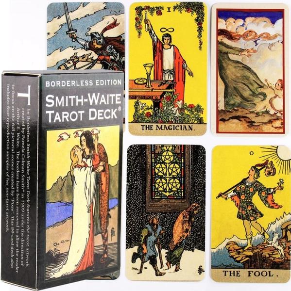 Imagem de Smith-Waite Tarot Deck Borderless Edition Versão de Bolso Tarô Rider Waite Sem Bordas Baralho de Cartas de Oráculo
