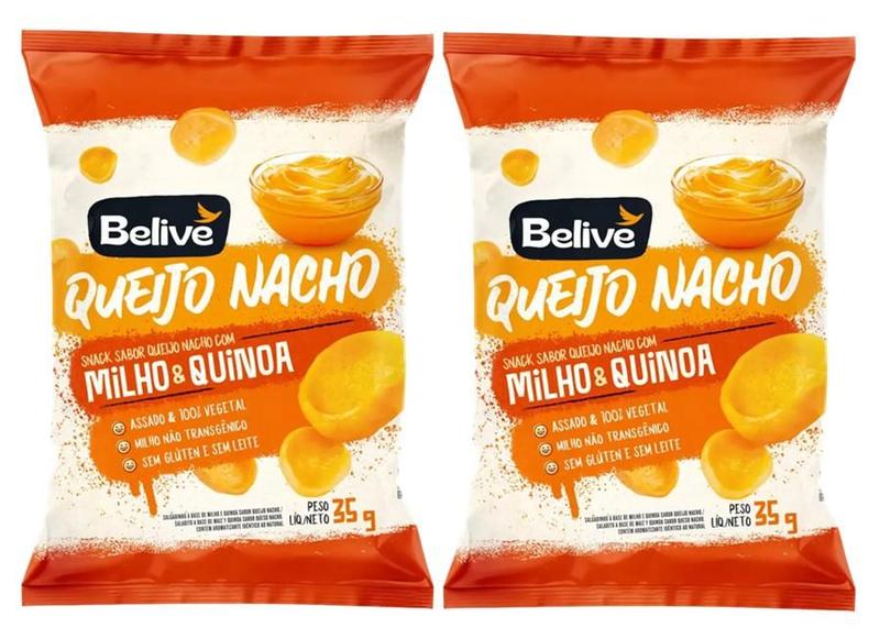 Imagem de Snack De Milho Sem Gluten Queijo Nacho Belive 35g KIT C/2 UN