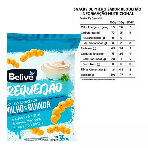 Imagem de Snack De Milho Sem Gluten Sabor Requeijão Belive 35g KIT 10