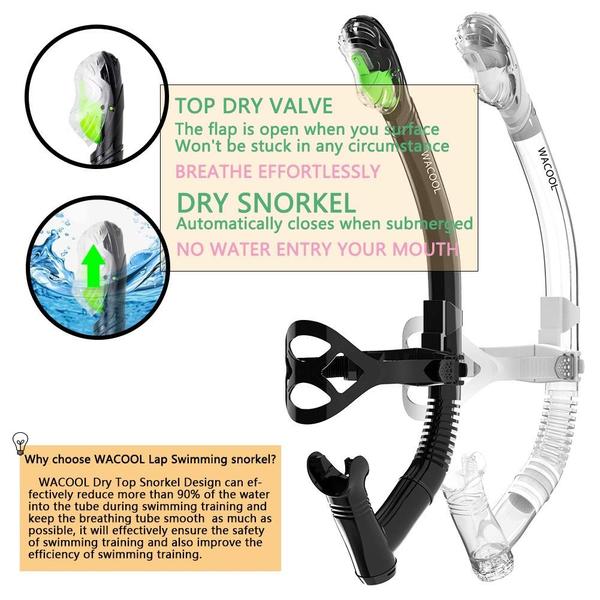 Snorkel de natação de treinamento WACOOL Dry Top para piscina em águas abertas Imagem de Snorkel de natação de treinamento WACOOL Dry Top para piscina em águas abertas
