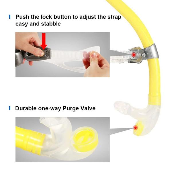 Snorkel de natação Focevi para natação no colo com bocal de silicone Imagem de Snorkel de natação Focevi para natação no colo com bocal de silicone