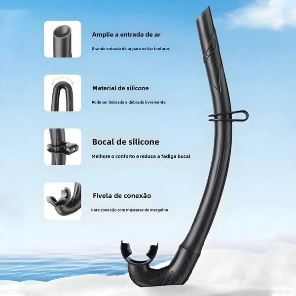 Imagem de Snorkel de Silicone Dobrável - Respirável, Portátil e Ideal para Mergulho