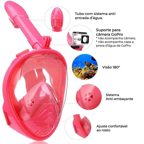 Snorkel Infantil Máscara de Mergulho Natação Praia Mar Piscina Antiembaçante Suporte Câmera Acessórios - BRASTOY Imagem de Snorkel Infantil Máscara de Mergulho Natação Praia Mar Piscina Antiembaçante Suporte Câmera Acessórios
