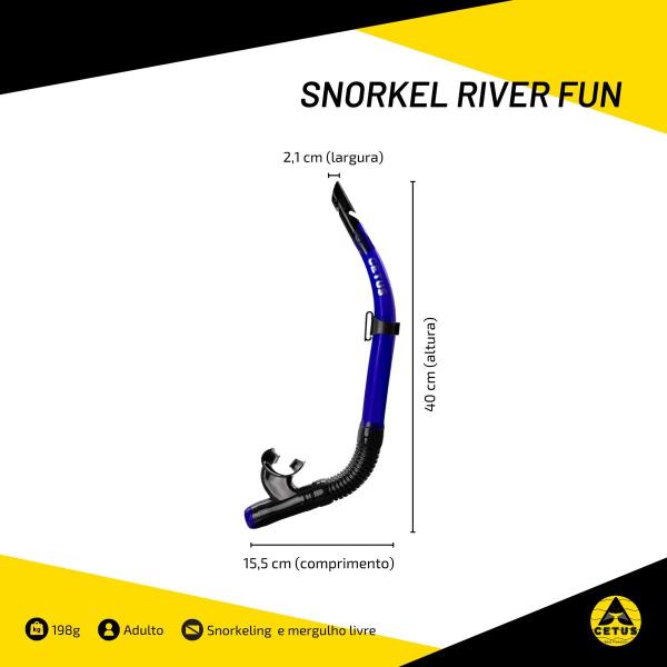 Snorkel Respirador Cetus River Fun Preto e Azul Pesca Sub Imagem de Snorkel Respirador Cetus River Fun Preto e Azul Pesca Sub
