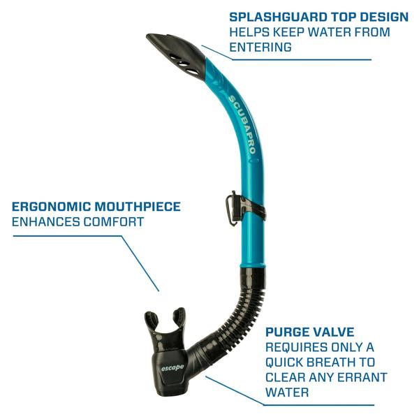 Imagem de Snorkel SCUBAPRO Escape Semi-Dry com válvula de purga turquesa