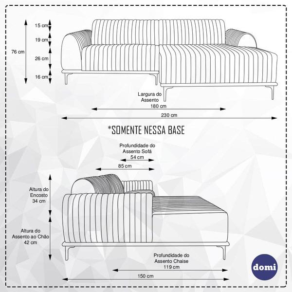 Imagem de Sofá 03 Lugares 230 cm Chaise Direito Molino Base Madeira Pés Gold Veludo Mostarda - CasaePoltrona