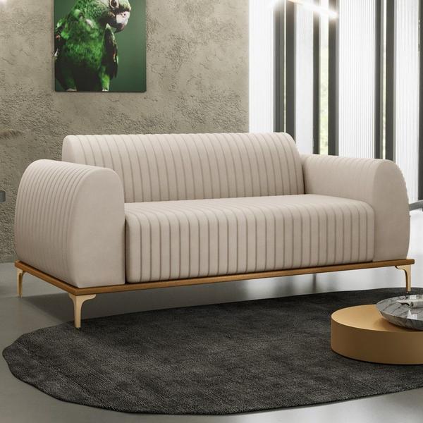 Imagem de Sofá 150cm 2 Lugares Base Gold Molino D06 Suede C-309 Bege - Mpozenato