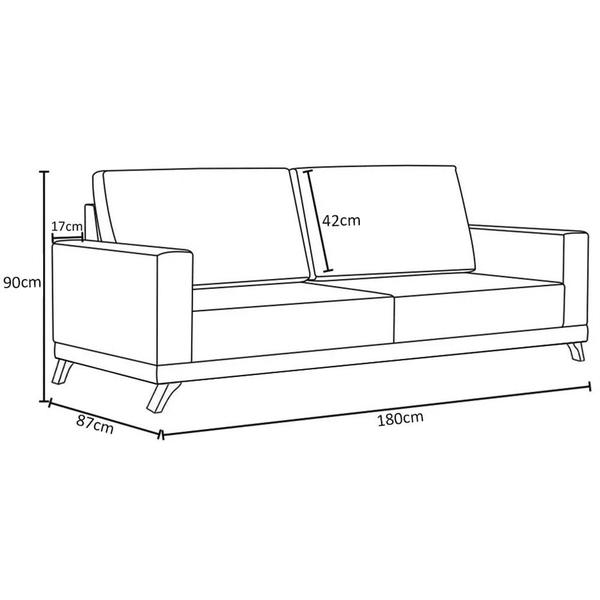 Imagem de Sofá 180cm 3 Lugares Pés Curvos Santi Boucle D05 Creme - Mpozenato