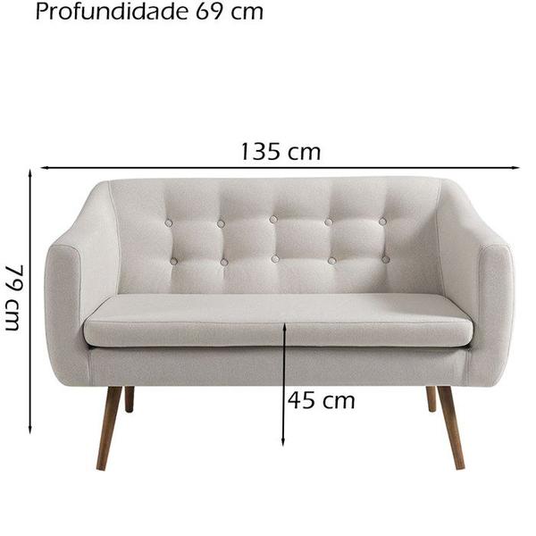 Imagem de Sofa 2 Lug Pes Tauari 135 cm 7017 Linho Bege Dmobiliario