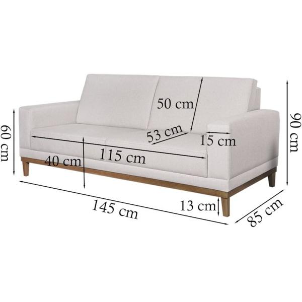 Imagem de Sofa 2 Lugares 145 cm Crons Linho Bege Vazzano