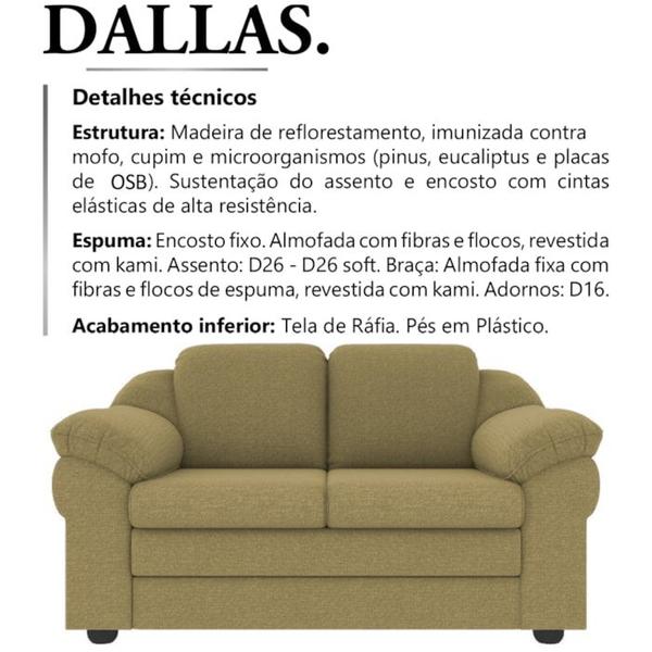 Imagem de Sofa 2 Lugares 157 cm Dallas Linho TCE 1025 Moll