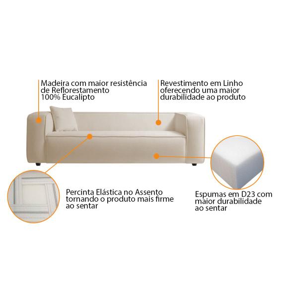 Imagem de Sofá 2 Lugares 160cm Orgânico Luxo Recepção Cecília Linho - Amarena Móveis