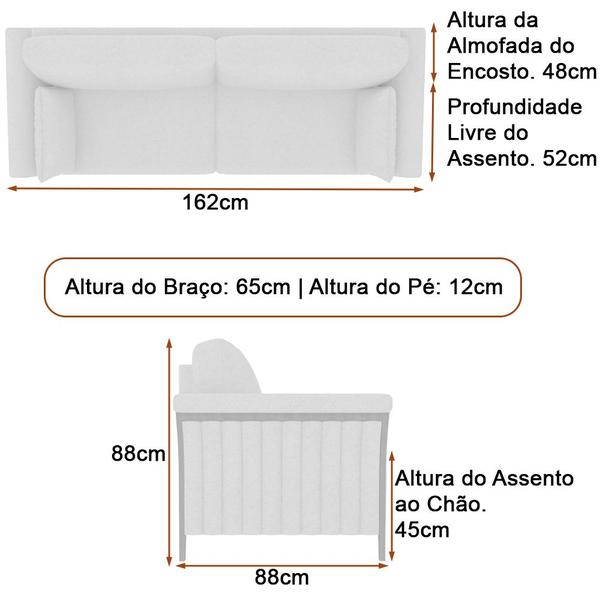 Imagem de Sofá 2 Lugares 162cm Perry Linho Cinza - Sallar Home