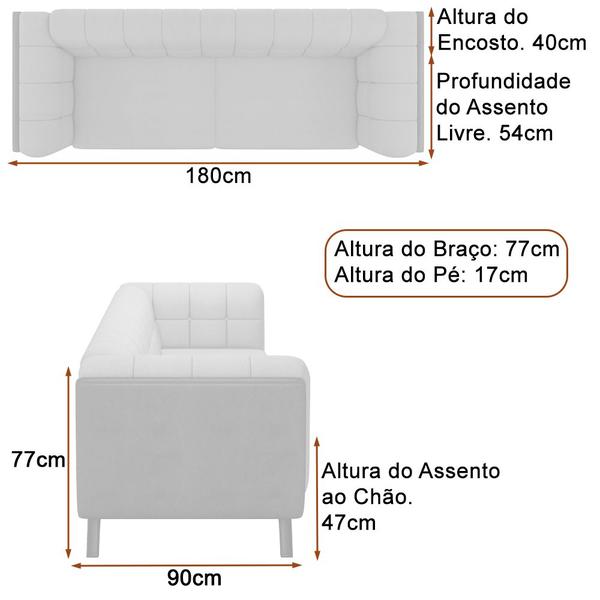 Imagem de Sofá 2 Lugares 180cm Coin PU Marrom  Bouclé Suave Off White - Sallar Home