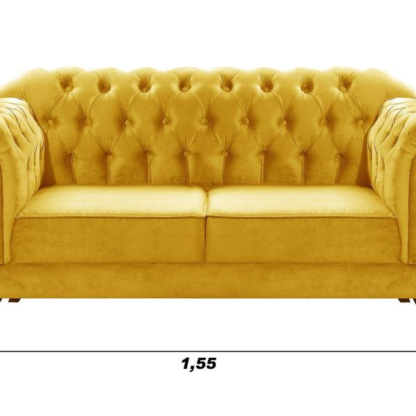 Imagem de Sofá 2 Lugares Duquesa Chesterfield Decoração Recepção Amarelo