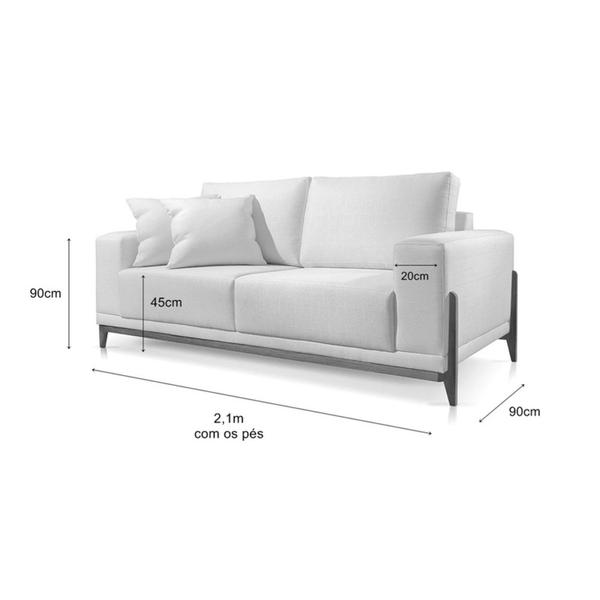 Imagem de Sofá 2 Lugares Linho 210cm Almofada Solta Removíveis Bellagio Bege Claro