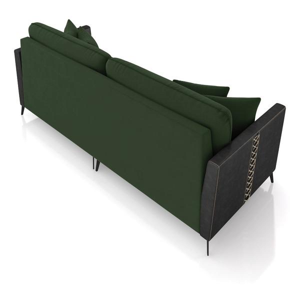 Imagem de Sofá 2 Lugares Living 182cm Mondaí Sintético Preto/Veludo Verde K01 - D'Rossi