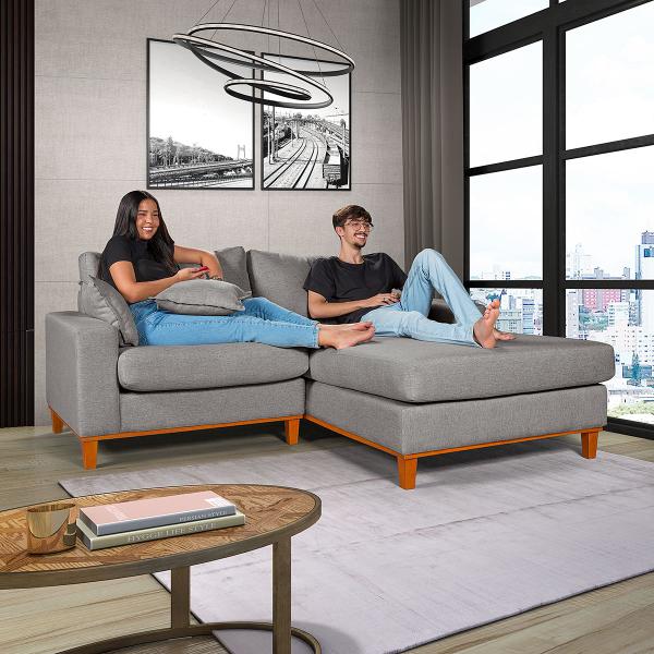 Imagem de Sofá 2 Lugares Living Com Chaise Essencial Estofados