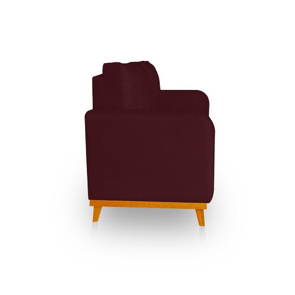 Imagem de Sofá 2 Lugares Memphis Ultra Conforto em Madeira Maciça e Suede Bordo - LH Decor