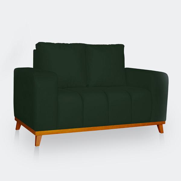 Imagem de Sofá 2 Lugares Memphis Ultra Conforto em Madeira Maciça e Suede Verde - Jylcrom