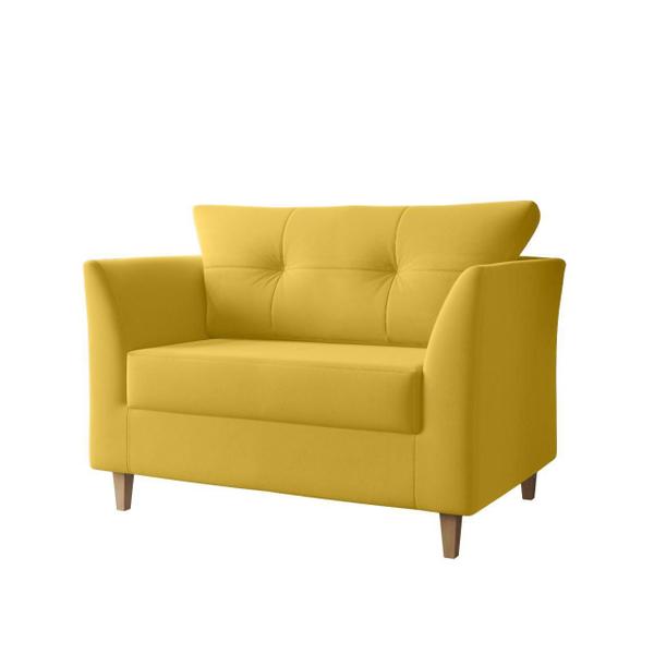 Imagem de Sofá 2 Lugares Namoradeira Decorativa Sala Recepção Isis Suede Amarelo - Visalar