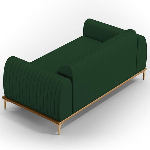 Imagem de Sofá 2 Lugares Para Sala de Estar Molino 150 cm D02 Pés D'Ouro Veludo Verde Musgo C-303 - Lyam Decor