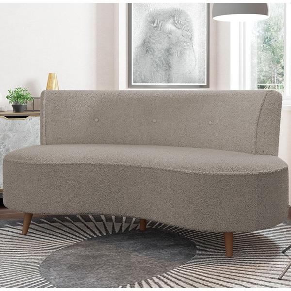 Imagem de Sofá 2 Lugares para Sala Living 135cm Pés Palito Korah K04 Bouclê Bege Escuro - Mpozenato