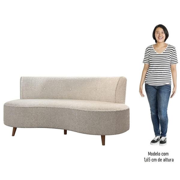 Imagem de Sofá 2 Lugares Para Sala Living 135cm Pés Palito Korah K04 Bouclê Bege - Mpozenato