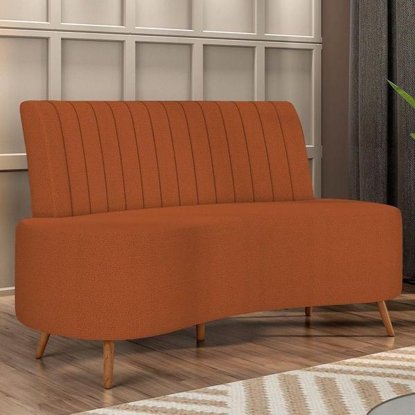 Imagem de Sofá 2 Lugares Para Sala Living 135cm Pés Palito Tamar K04 Bouclê Terracota - Mpozenato