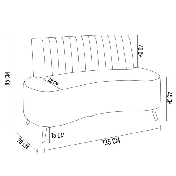 Imagem de Sofá 2 Lugares para Sala Living 135cm Pés Palito Tamar K04 Veludo Rosê - Mpozenato