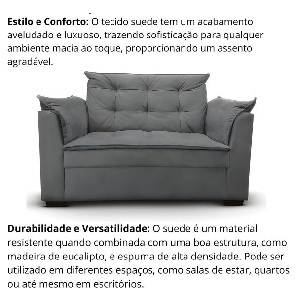 Imagem de Sofá 2 lugares Para Sala Moderno Confortável Andreia Suede