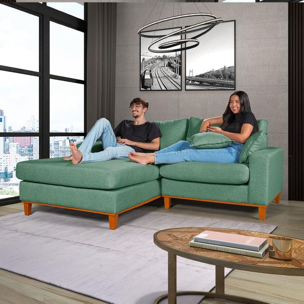 Imagem de Sofá 2 Lugares Paris Living Com Chaise Essencial Estofados