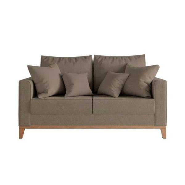 Imagem de Sofa 2 Lugares Pes e Base em Madeira Beny Suede Capuccino