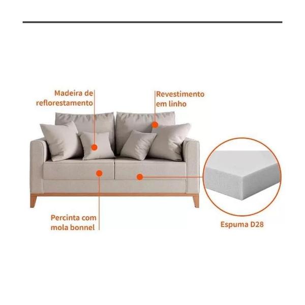 Imagem de Sofa 2 Lugares Pes e Base em Madeira Beny Suede Cinza Claro