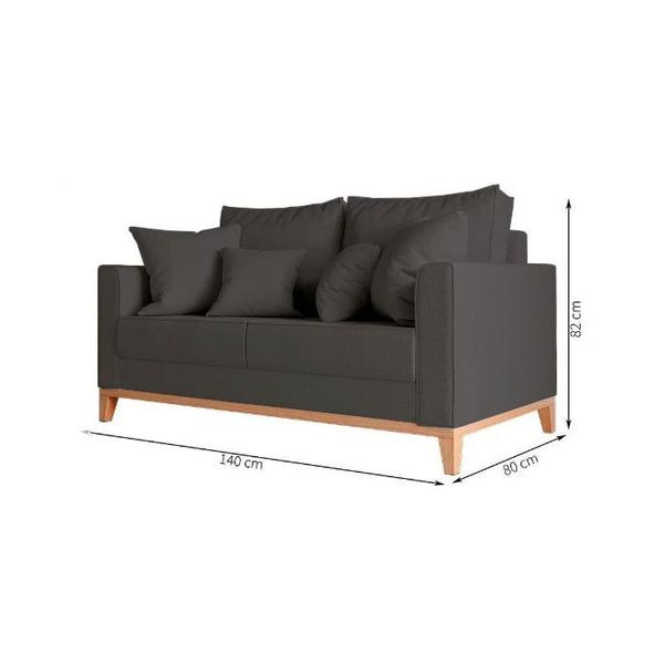 Imagem de Sofa 2 Lugares Pes e Base em Madeira Beny Suede Preto