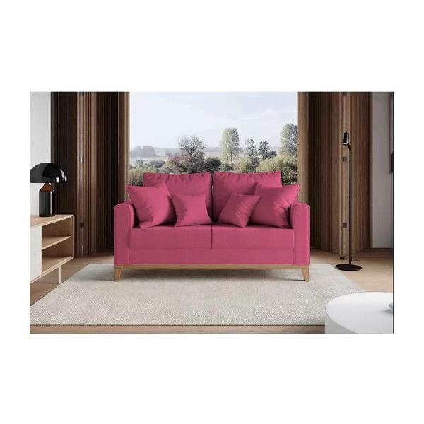 Imagem de Sofa 2 Lugares Pes e Base em Madeira Beny Suede Rosa