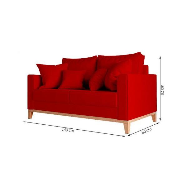 Imagem de Sofa 2 Lugares Pes e Base em Madeira Beny Suede Vermelho