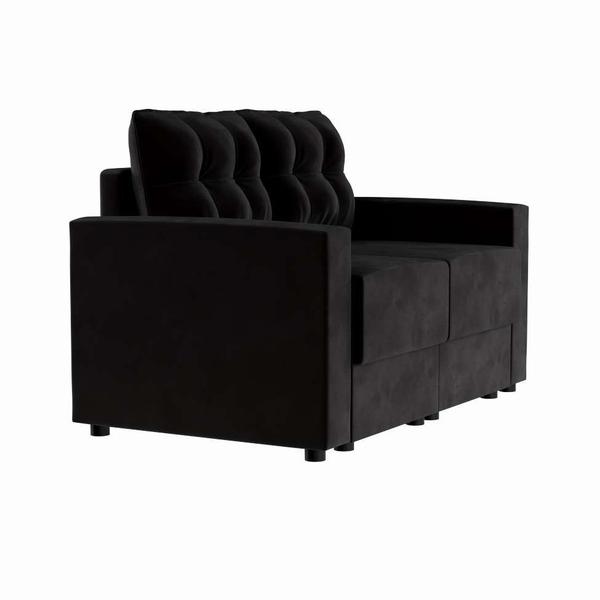 Imagem de Sofá 2 Lugares Retrátil Aquisgrana Suede Preto 140 cm