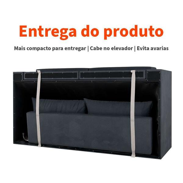 Imagem de Sofá 2 Lugares Retrátil Lubeck Suede Grafite 140 cm