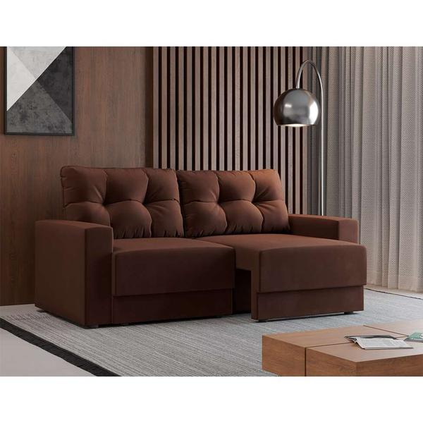 Imagem de Sofá 2 Lugares Retrátil Lubeck Suede Marrom 140 cm