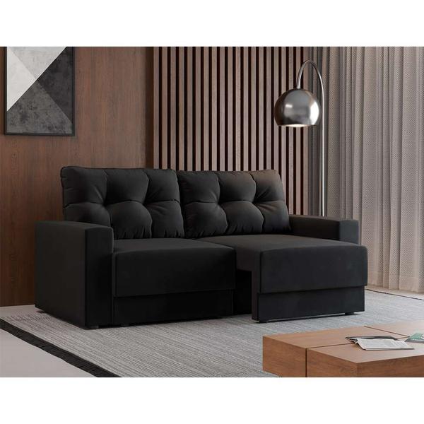 Imagem de Sofá 2 Lugares Retrátil Lubeck Suede Preto 140 cm