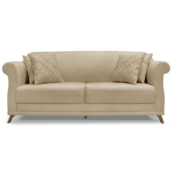 Imagem de Sofa 2 Lugares Retro Polo 160cm Com Almofada Linho Dourado Ezz